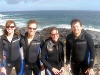 Members of the Philadelphia Orchestra smile after their dives in Gran Canaria